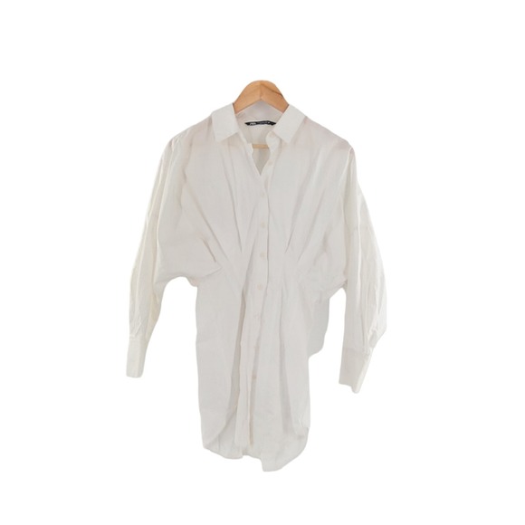 Zara‎ Women Pleated Poplin Shirt White Bloggers Fav Sz Extra Small - Picture 4 of 8